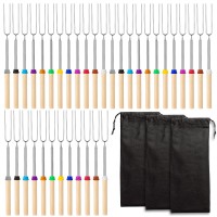 36 Pcs Marshmallow Roasting Sticks Campfire Smores Skewers For Fire Pit 32 Inch Long Extendable Fork Smores Sticks With Wooden H