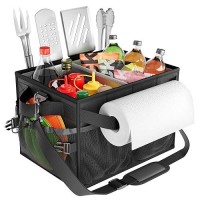 Fangsun Grill Caddy Bbq Caddy With Paper Towel Holder Picnic Griddle Caddy For Outdoor Camping Barbecue Accessories Storage O