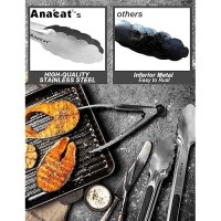 Anaeat Premium Stainless Steel Kitchen Tong Set Of 2 Sturdy Coiled Spring 9 And 12 Locking Food Tong With Nonslip Silicon