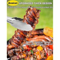 Anaeat Premium Stainless Steel Kitchen Tong 9 Sturdy Coiled Spring Locking Food Tong With Nonslip Silicone Grip For Cooking