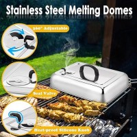 Joyfair 2Pcs Cheese Melting Dome With Adjustable Vent Stainless Steel Rectangular Basting Covers For Outdoorindoor Flat Top Gr