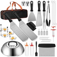 Aeekel Flat Top Grill Accessories  37Pcs Blackstone Griddle Accessories Kit For Camp Chef  Bbq Grilling Gifts For Men Women  Professional Griddle Tools Kit With Enlarged Spatula  Scraper Basting Cover