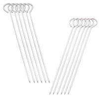 8 Inch Barbecue Skewers Square Metal Bbq Sticks Honshen 12Pack Stainless Steel Skewer Kebob Kabob Sets For Grill Outings Cooking