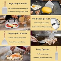 Griddle Accessories Kit Of 18  Hasteel Stainless Steel Teppanyaki Tools For Flat Top Outdoor Picnic Grilling Camping Cooking  Melting Dome  Metal Spatula  Burger Press  Easy To Clean & Screwdriver