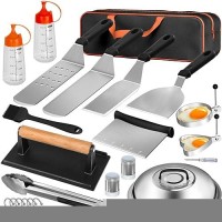 Aeekel Blackstone Griddle Accessories Kit  24Pcs Flat Top Grill Accessories Kit For Camp Chef  Professional Bbq Grilling Accessories Set With Grill Press  Enlarged Spatula  And More Griddle Tools