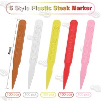 500 Pcs 3 Inch Plastic Steak Markers Colorful Plastic Meat Doneness Picks Steak Temperature Sticks Rare Medium Rare Medium Me