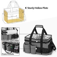 Hodrant Large Grill Utensil Caddy With Paper Towel Holder  Outdoor Picnic Bag Organizer For Bbq Supplies Tool  Tailgating Accessory Basket Camping Gear Must Haves For Cook Essentials  Gray  Bag Only