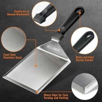 Hulisen Stainless Steel Spatula 2 Pcs 6 X 5 Inch Large Metal Spatula With Cutting Edges Griddle Spatula For Smashed Burger Es