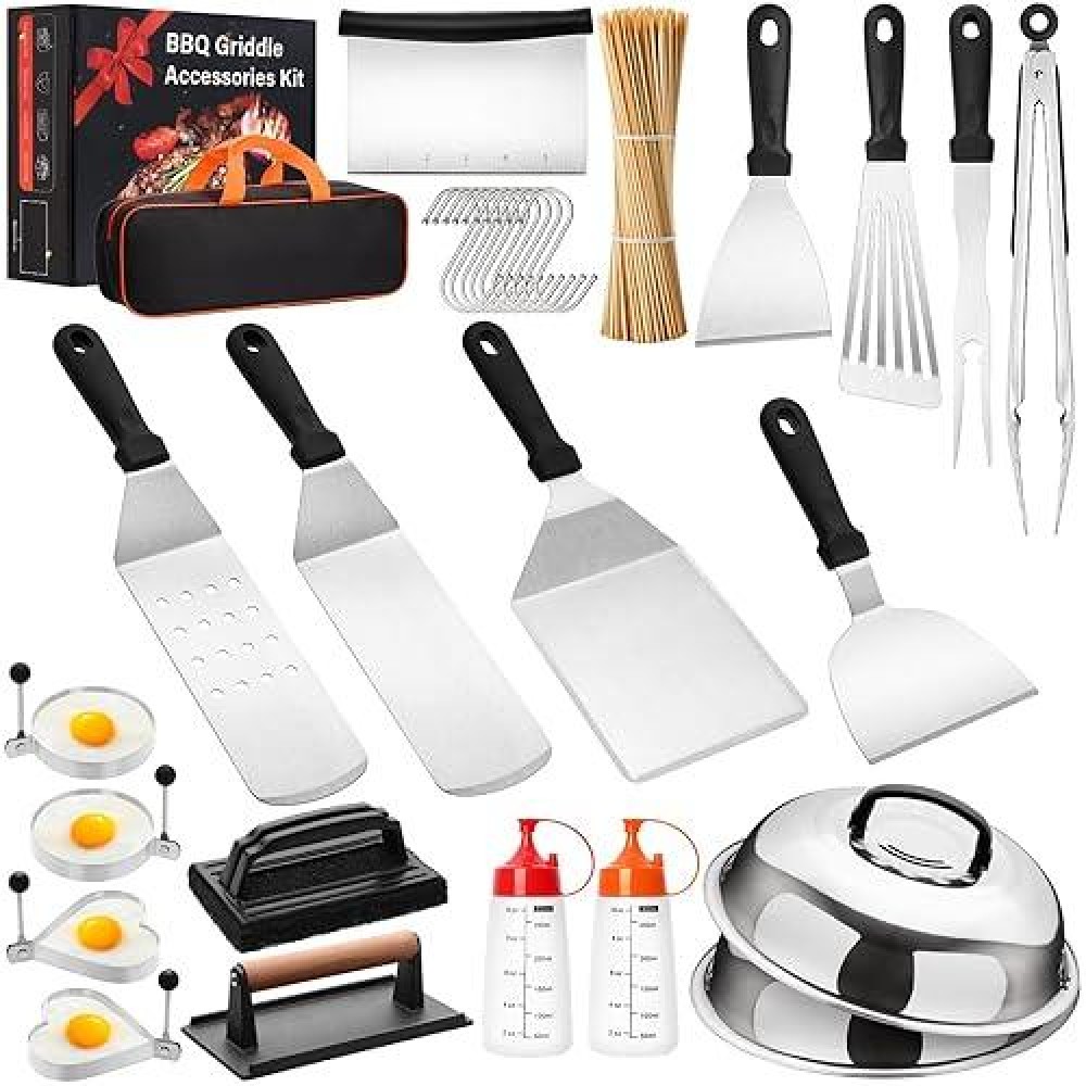 130Pcs Griddle Accessories Kit Flat Top Grill Tools Set For Blackstone And Camp Chef Commercial Grade Grill Spatula Set With E