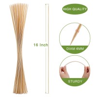 200 Pcs Bamboo Marshmallow Roasting Sticks Smores Skewers For Fire Pit Proper Long 16 Inch Heavy Duty 4Mm Thick Wooden Smores