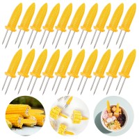 Peouwnes 20 Pack 354 Inch Large Corn Holders Stainless Steel Corn On The Cob Holders Corn On The Grill Corn On The Cob Skewe