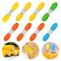 16 Pcs8 Pairs Corn Holders Peouwnes Stainless Steel Corn Cob Holders Corn On The Cob Skewers Interlocking Double Bbq Fork Ske