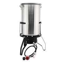 Outvita 50 Qt Turkey Deep Fryer Set  Aluminum Fish & Seafood Boiler Steamer With 54 000 Btu Propane Gas Burner Stand Injector Thermometer Hose  Ideal For For Outdoor Fry Cooking Clam Crawfish  Sliver