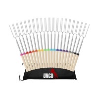 Unco Marshmallow Roasting Sticks 20 Pack 32 Extendable Stainless Steel Smores Sticks For Fire Pit Marshmallow Sticks For