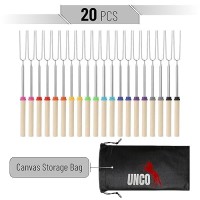 Unco Marshmallow Roasting Sticks 20 Pack 32 Extendable Stainless Steel Smores Sticks For Fire Pit Marshmallow Sticks For