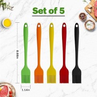 Craebuer Silicone Basting Pastry Brush  5 Pack Heat Resistant Cooking Brush For Oil Butter Sauce  Food Brush For Bbq Grill Barbeque Kitchen Baking Cooking