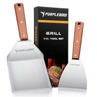 Purplebird Extra Large Grill Spatula Set Stainless Steel Smash Burger Spatula Kit 55 X 5 Inch Bbq Griddle Spatula And Grill Sc