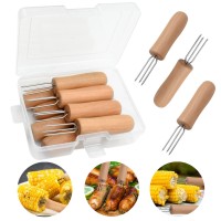 Corn On The Cob Holders 8 Pack Stainless Steel Corn Cob Holders With Wooden Handle Peouwnes Corn Holders Corn On The Grill C