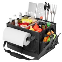 Lorbro Grill Caddy Bbq Caddy With Paper Towel Holder Utensil Caddy With Condiment Pocket Collapsible Picnic Basket Camping Ge