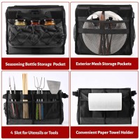 Lorbro Grill Caddy Bbq Caddy With Paper Towel Holder Utensil Caddy With Condiment Pocket Collapsible Picnic Basket Camping Ge