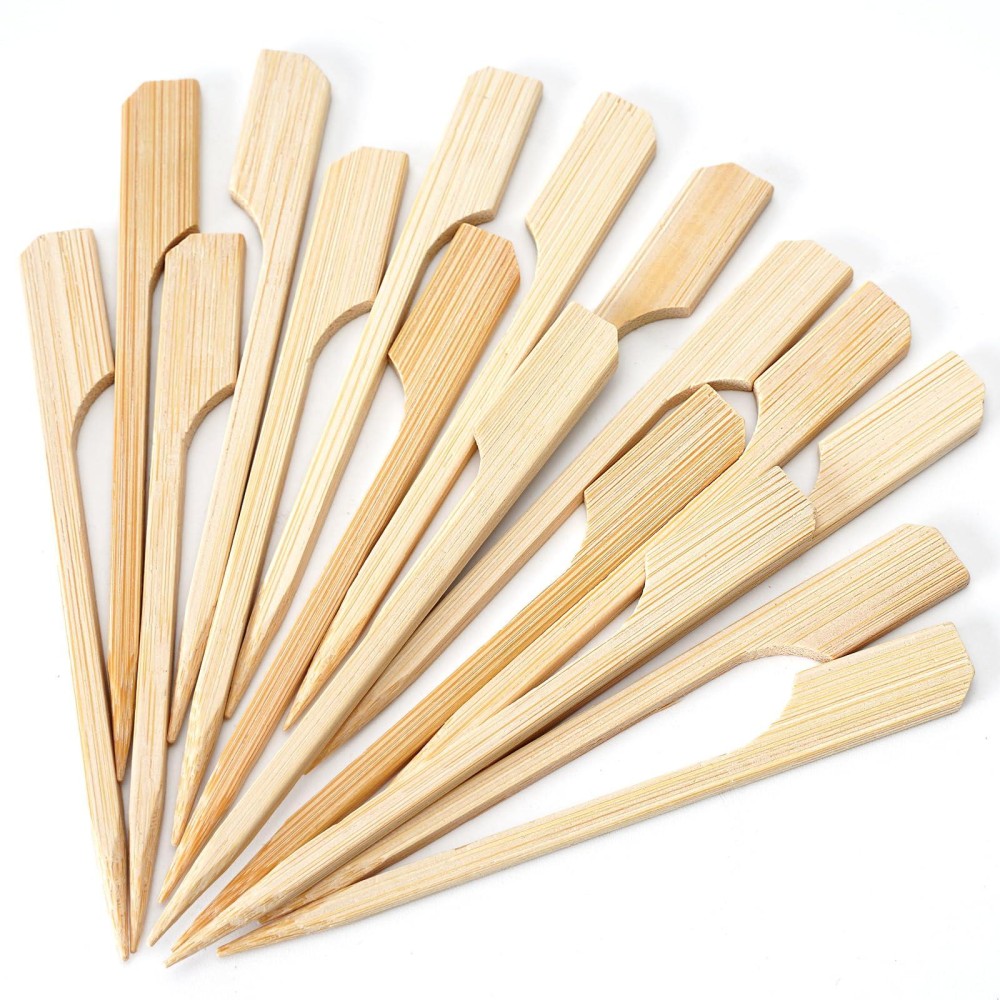 Minisland Premium 35 Inch Square Small Mini Bamboo Paddle Skewers For Appetizers Fruit Kabobs Sandwiches Cocktail Party Finger