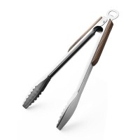 Woodhandled Grill Tongs 1435Cm Long Bbq Tongs Heavy Duty Premium Stainless Steel Metal Tongs With Solid Wood Handles For