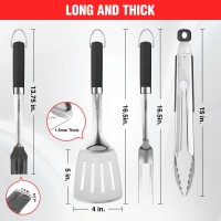 Pargrill Grill Accessories Heavy Duty Bbq Set Gifts For Menwomen Premium Stainless Steel Spatula Fork Brush Tongs Barbec