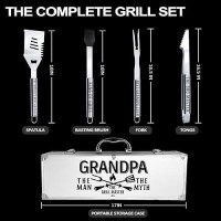 Gifts For Grandpa  Fathers Day Grandpa Gifts For Him Heavy Duty Grilling Accessories Kit For Backyard Bbq  Thick Stainless Steel Grill Utensils With Non-Slip Handle Tool On Birthday Grandparens Day