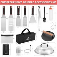 Vikeyhome Griddle Accessories Kit  28 Pcs Griddle Grill Tools Set  Professional Grill Bbq Spatula Set With Basting Cover  Spatula  Scraper  Bottle  Tongs  Egg Ring