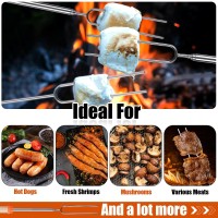 Briout Extendable Stainless Steel Roasting Sticks Smores Sticks For Fire Pit Long 32 Inch Smore Skewers Hot Dog Fork Campfire