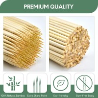 12 Inch Bamboo Skewers 400Pcs F4Mm Thick Wooden Skewers For Grilling Bbq Fruit Kabobs Appetizers Chocolate Fountain Na