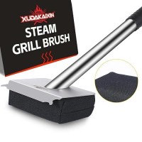 Xudakaixin Grill Brush Bristle Free Water-Activated Steam Effectively Cleans The Grill.Unique Aramid Fiber Twill Pad For Cast Iron/Stainless-Steel Grates Grill Brush For Outdoor Grill (Black)