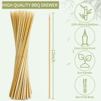 200 Pcs 12Inch Bamboo Skewers F4Mm Fruit Skewers Wooden Skewers For Grilling Barbecue Cocktail Picks For Drinks Food St