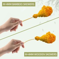 200 Pcs 12Inch Bamboo Skewers F4Mm Fruit Skewers Wooden Skewers For Grilling Barbecue Cocktail Picks For Drinks Food St