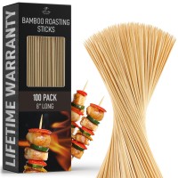 Zulay Kitchen Authentic Bamboo Skewers 100 8 Roasting Sticks 5Mm Heavyduty Bamboo Skewers Thick Bbq Sticks Ideal For