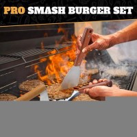 Purplebird Smash Burger Press Kit 3Pcs Set Stainless Griddle Spatulas Set With Professional Burger Smasher For Griddle Heavy D