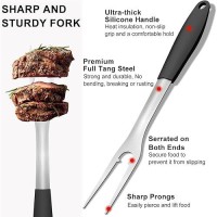 Potwiy Grill Tools Bbq Accessories Set Of 2 158 Heavy Duty Stainless Steel Grill Utensils With Grill Spatula And Fork Full