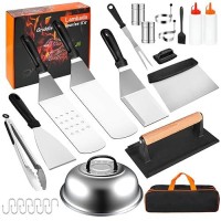 24Pcs Griddle Accessories Kit  Flat Top Grill Accessories Set For Blackstone  Grilling Accessories With Enlarged Spatula Kit  Scraper  Basting Cover  For Camp Chef Outdoor Bbq