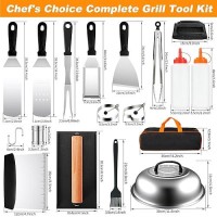 24Pcs Griddle Accessories Kit  Flat Top Grill Accessories Set For Blackstone  Grilling Accessories With Enlarged Spatula Kit  Scraper  Basting Cover  For Camp Chef Outdoor Bbq