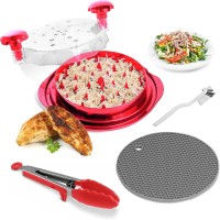 Chicken Shredder Tool Twist 10 Large Capacity For Chicken Breast Pulled Pork Beef Includes Tongs Antislip Mat Clean