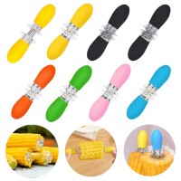 Peouwnes 16 Pcs8 Pairs Corn Holders Stainless Steel Corn Cob Holders Corn On The Cob Skewers Interlocking Double Bbq Fork Ske