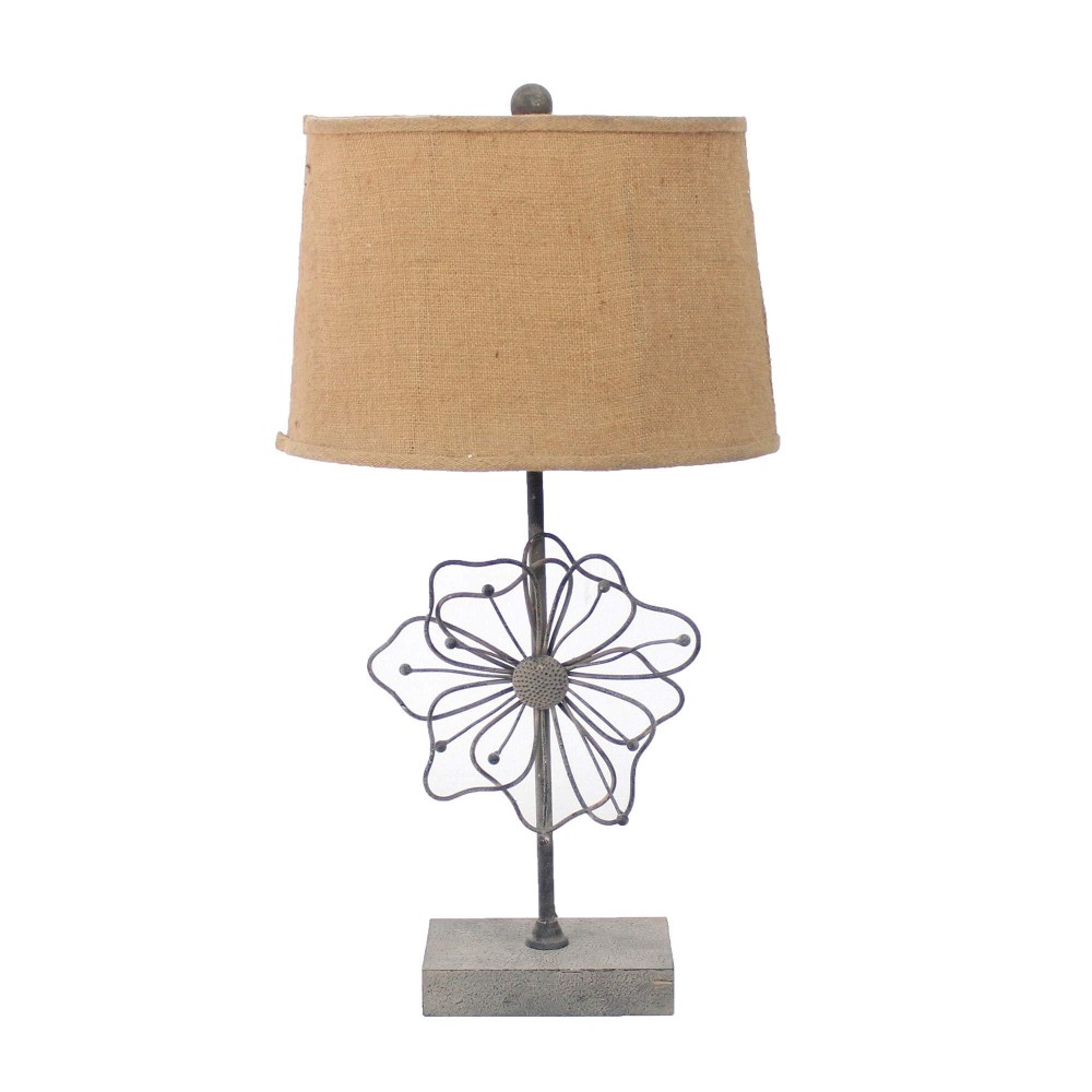 Homeroots Lighting 11Inch X 15Inch X 2775Inch Tan Country Cottage With Blooming Flower Pedestal Table Lamp