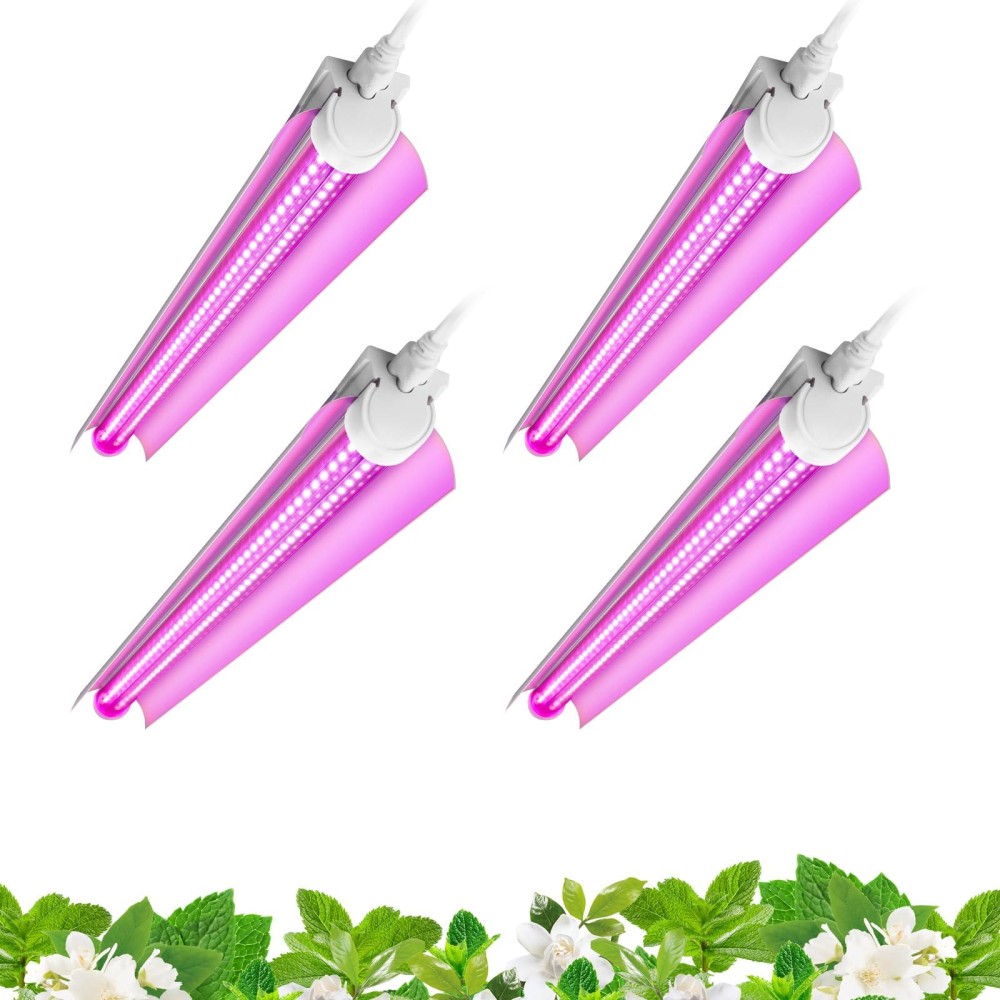 Barrina Led Grow Lights For Indoor Plants T8 2Ft 96W4 X 24W 600W Equivalent Full Spectrum Vshape With Reflector Combo Gr