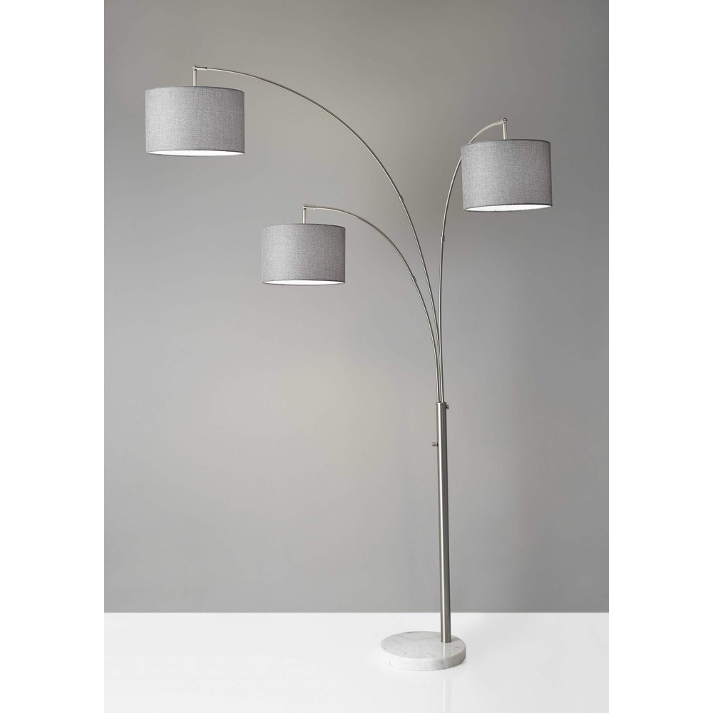 Homeroots Lighting 35 X 52 X 74 Brushed Steel Metal 3Arm Arc Lamp