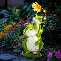 Gigalumi Solar Garden Statues Loving Frog Garden Decor Figurine Lights For Outside  Yard Decorations Outdoor Patio Decor  Gardening Gifts For Women