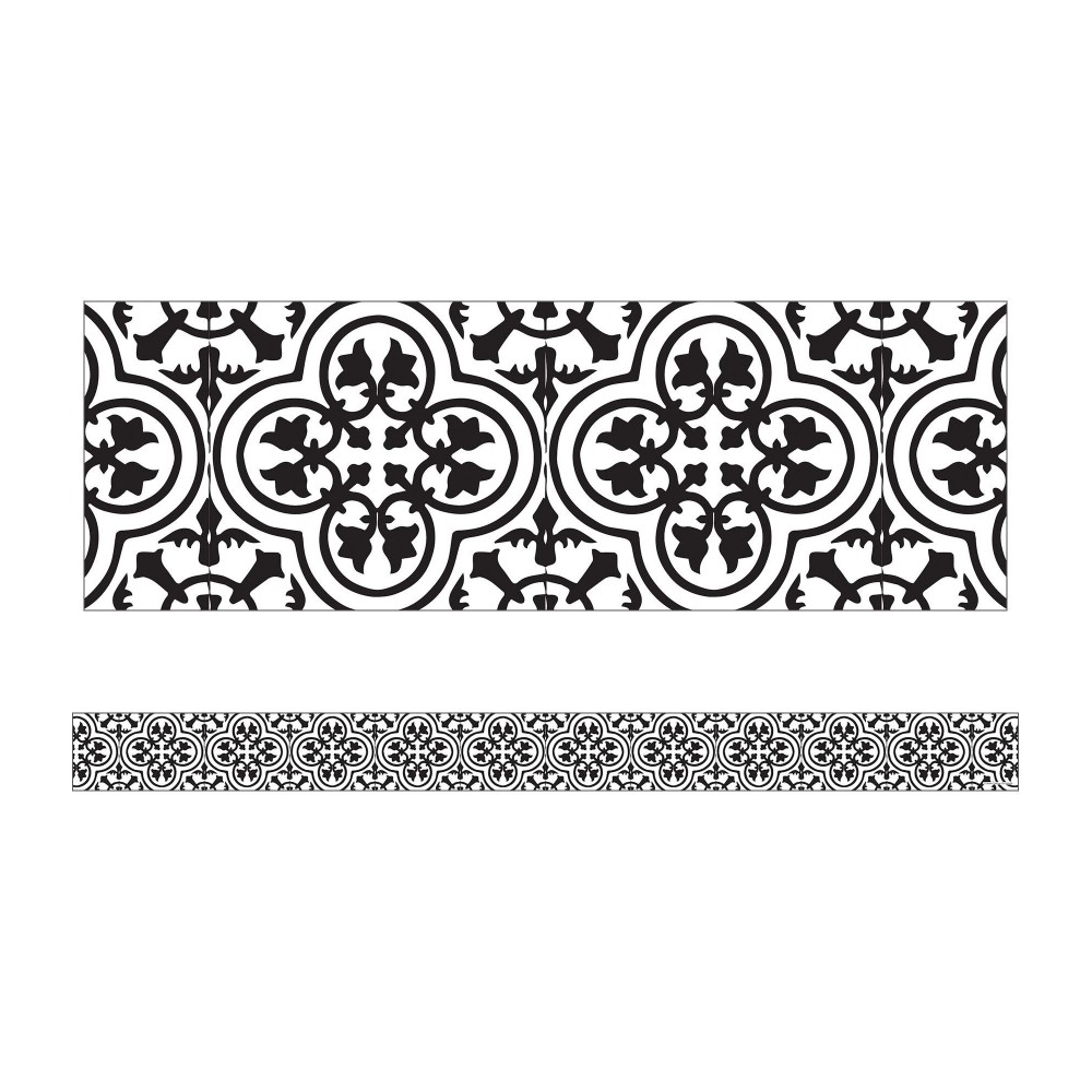 Schoolgirl Style Simply Stylish Black And White Bulletin Board Borders 36 Feet Of Straight Black And White Classroom Borders Fo