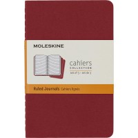 Moleskine Cahier Journal Soft Cover Pocket 35 X 55 Ruledlined Cranberry Red 64 Pages Set Of 3