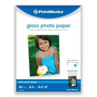 Printworks Gloss Photo Paper For Use With Inkjet Printers Heavyweight 85 Mil 85 X 11 30 Sheets 00470 White