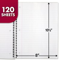 Mead Spiral Notebook 3 Subject Wide Ruled Paper 120 Sheets 1012 X 8 Color Selected For You 1 Count 05746