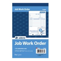 Adams Job Work Order Book 3Part Carbonless Whitecanarywhite 5916 X 8716 Inches 33 Sets T5868